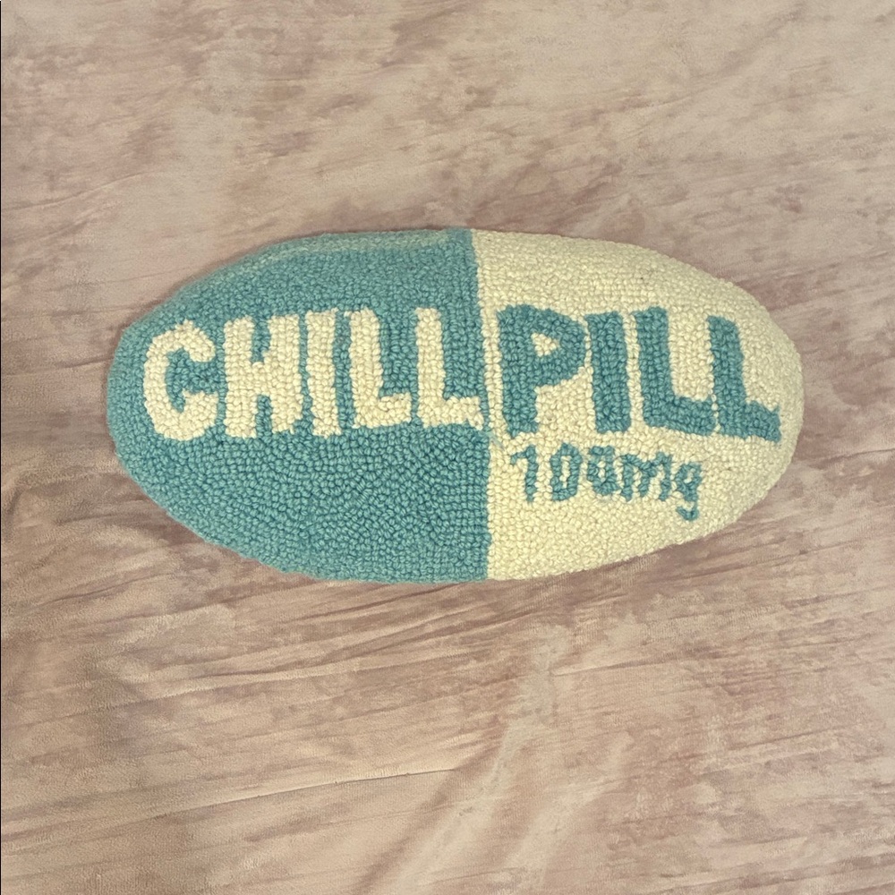 Urban Outfitters Chill Pill Pillow Art - Teal and Cream